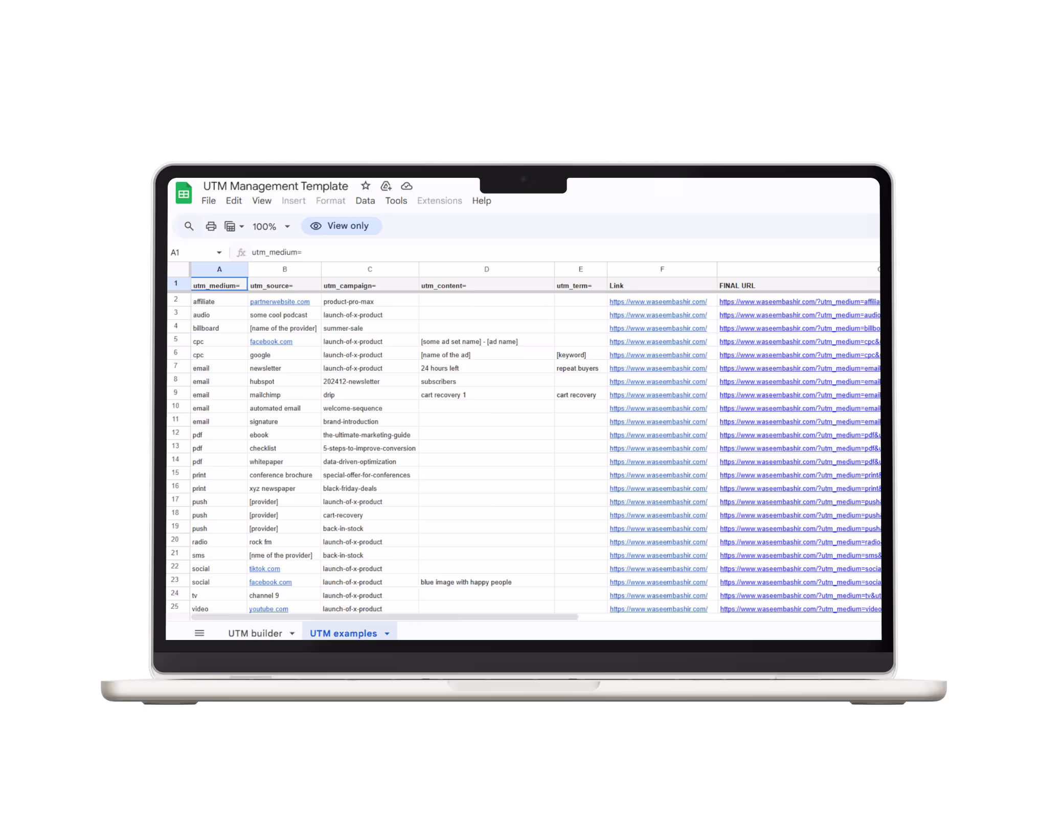 UTM Management Template